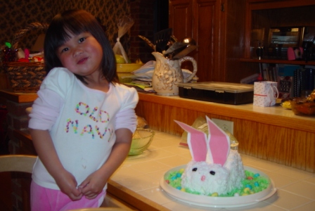 Kasen with Easter bunny cake